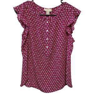 LOFT Petites Raspberry Ruffle Sleeve Blouse MP Chic & Feminine!
